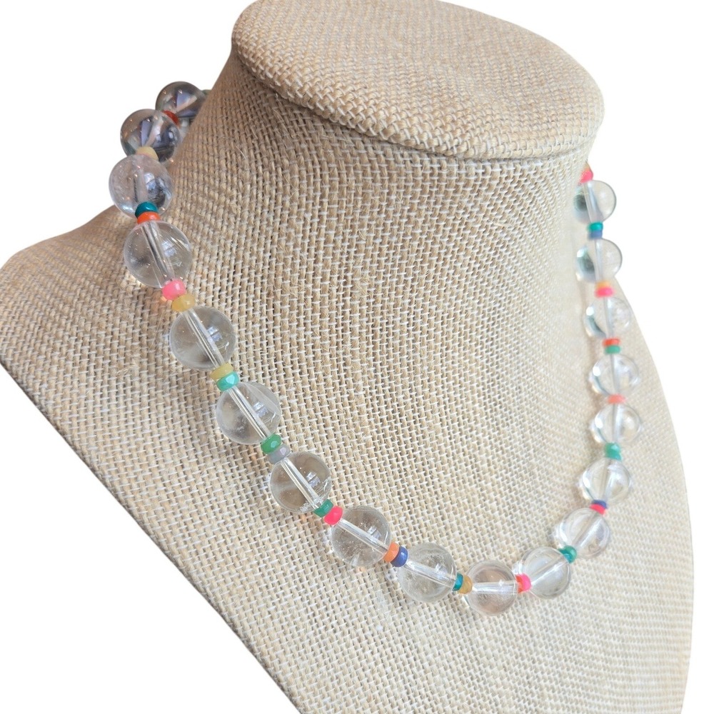 Susan Alexandra Clear Beaded Necklace Chunky Colorful Statement Boho Whimsical